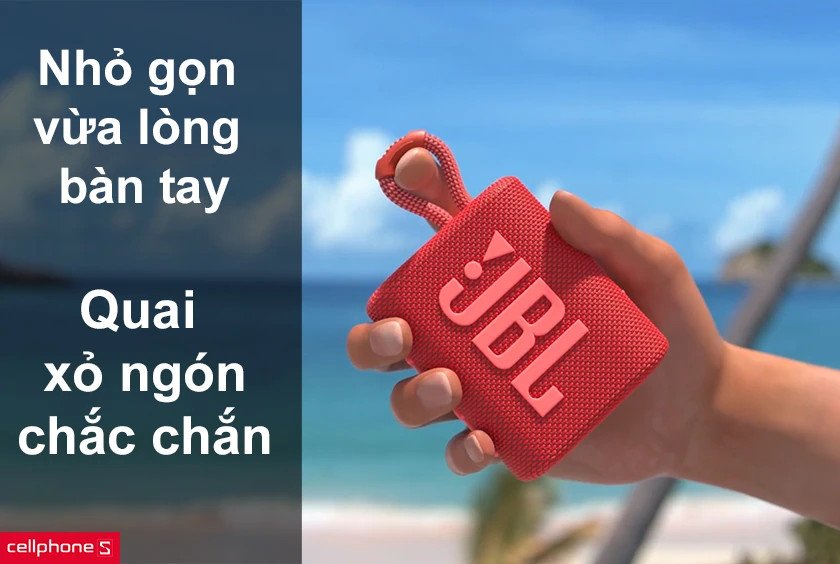 Thiết kế nhỏ gọn tiện lợi của loa bluetooth JBL Go 3