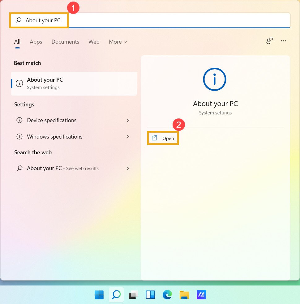 Tìm kiếm thông tin về máy tính của bạn trên Windows 11