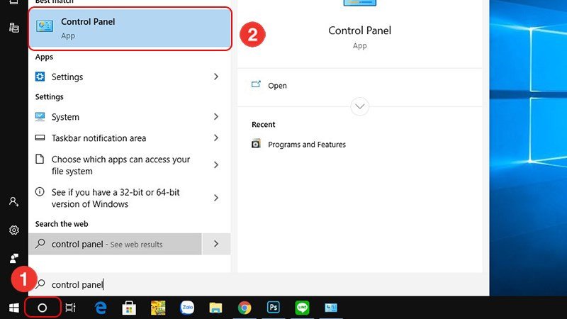 Tìm và mở Control Panel để kết nối Bluetooth với PC Windows 7