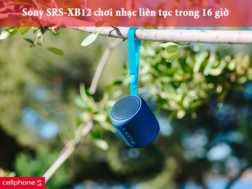 Trải nghiệm âm nhạc liên tục 16 giờ với viên pin dung lượng cao của loa Sony Extra Bass XB12.