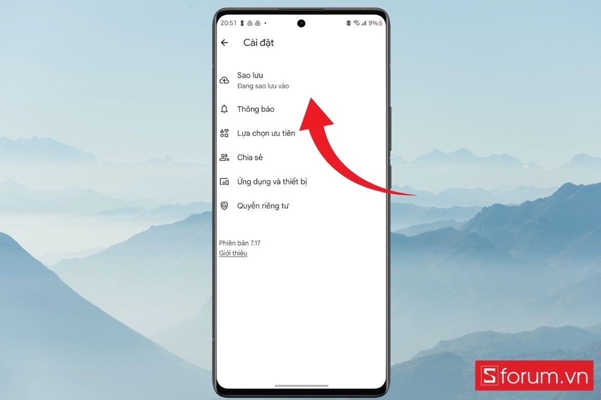 Tùy chọn Sao lưu và đồng bộ hóa trong Google Photos