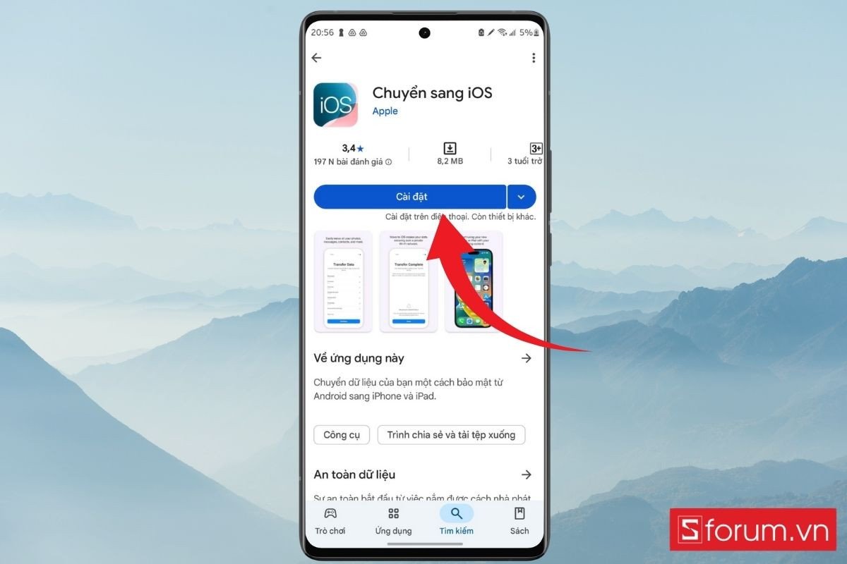 Ứng dụng Move to iOS trên điện thoại Android