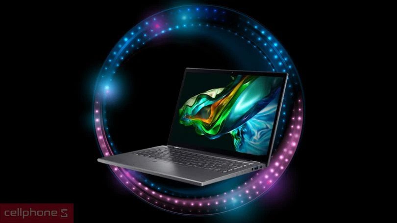 Ảnh chụp cấu hình bên trong laptop Acer Aspire 5 Spin 14 thể hiện bo mạch chủ và các linh kiện phần cứng.