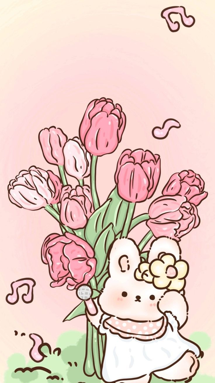 Ảnh nền hoa tulip vẽ sáng tạo