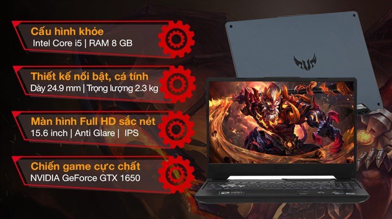 Asus TUF Gaming FX506LH thiết kế mạnh mẽ