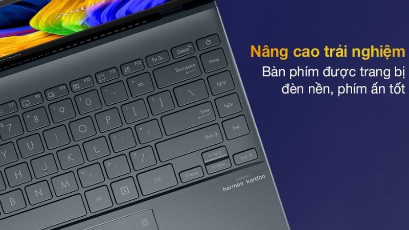 Asus ZenBook UX325EA i5 với đèn bàn phím tiện lợi, đại diện cho laptop mỏng nhẹ pin trâu cấu hình mạnh.