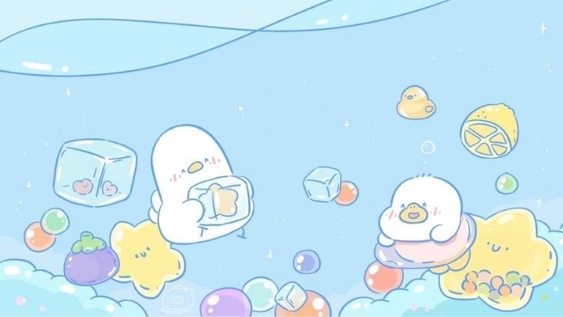 Background laptop đẹp màu xanh hình cô gái