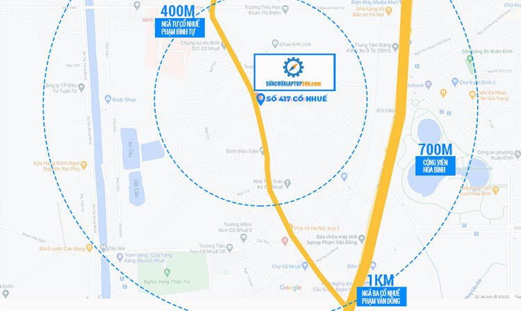 Bản đồ chỉ dẫn trung tâm sửa chữa laptop tại Cổ Nhuế