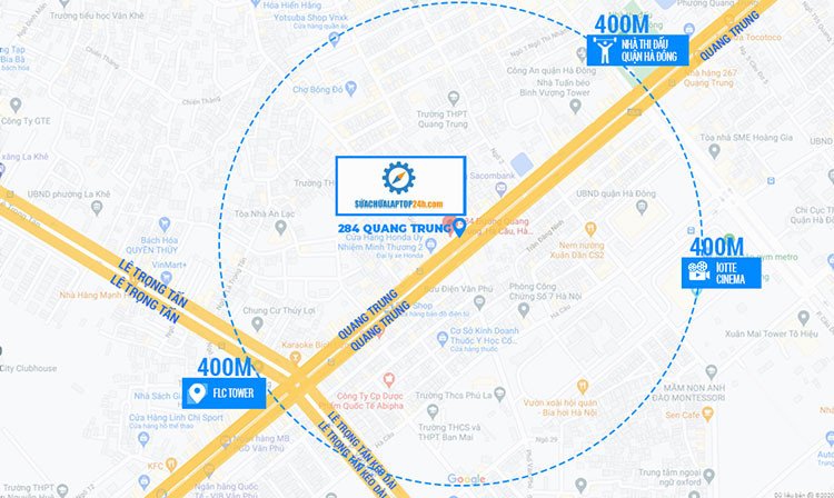 Bản đồ vị trí sửa chữa laptop Hà Đông