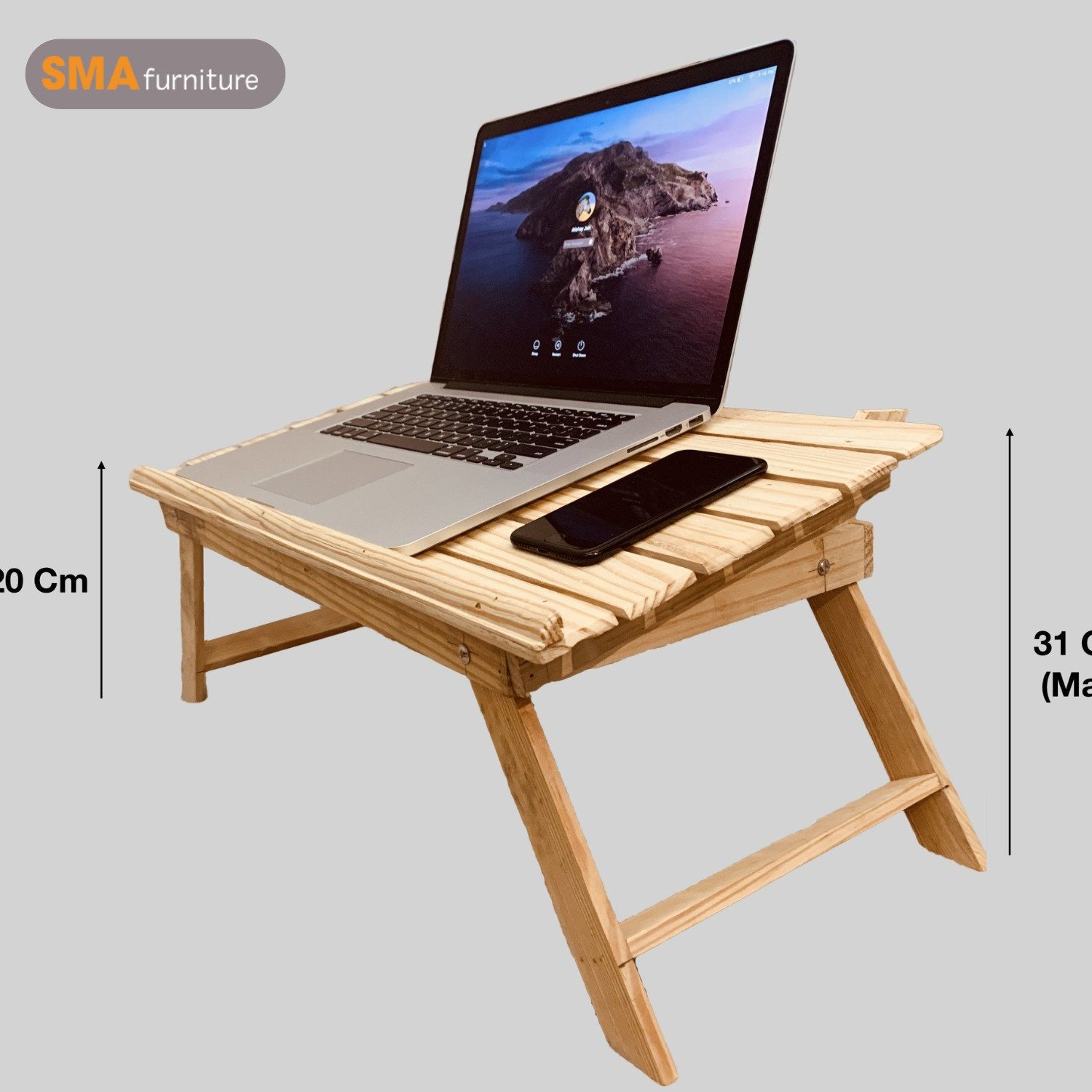 Bàn kê laptop trên giường làm từ gỗ cao su tự nhiên