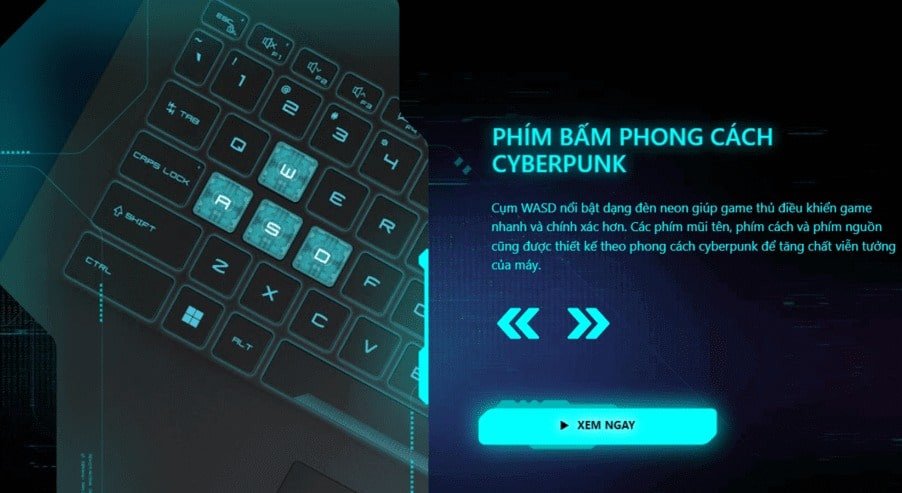 Bàn phím đèn Neon của Laptop MSI Cyborg 15 A12UCX-618VN