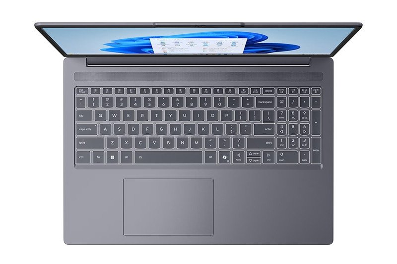 Bàn phím full-size tiện lợi và touchpad rộng rãi của laptop Lenovo IdeaPad Slim 3 16IRH10 83K20002VN cho trải nghiệm gõ phím thoải mái.