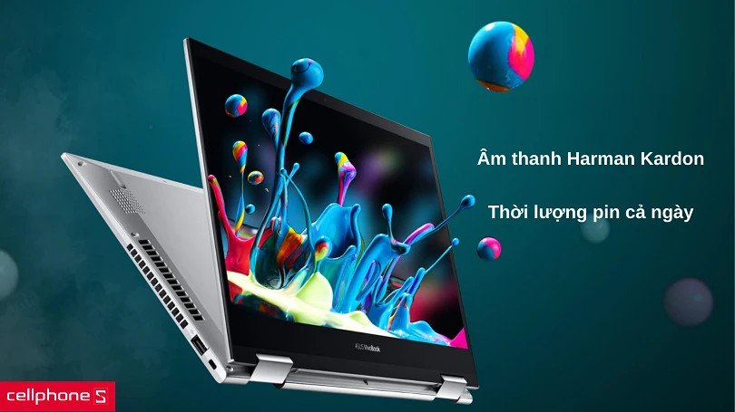 Bàn phím và touchpad hiện đại trên laptop Asus Vivobook Flip 14 TP470EA-EC346W