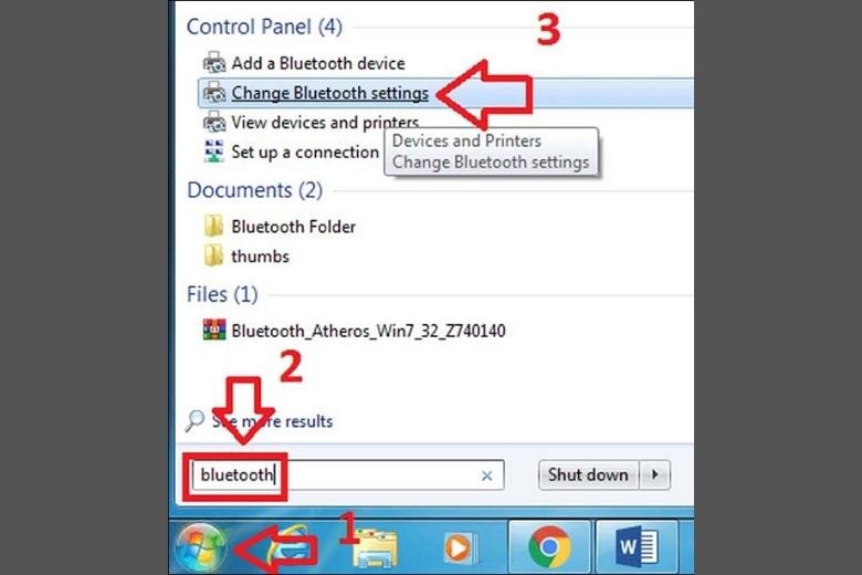 Bật Bluetooth trên laptop Win 7