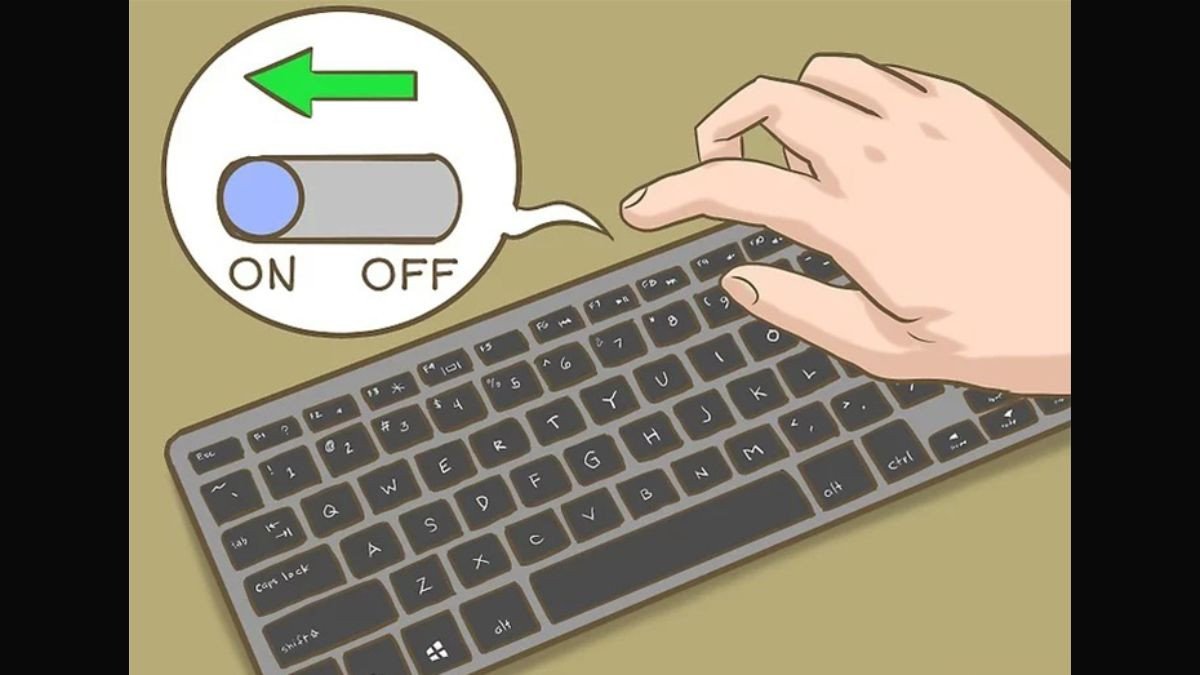 Bật công tắc nguồn trên bàn phím không dây để kích hoạt chế độ ghép nối với laptop