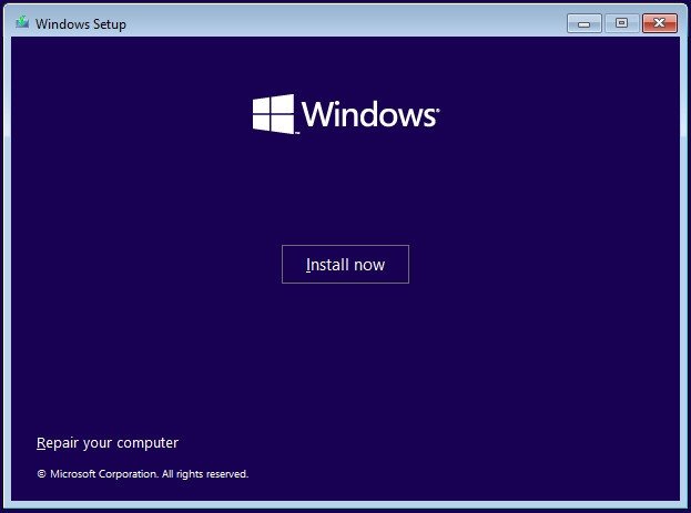 Bắt đầu cài đặt Windows 11 từ USB