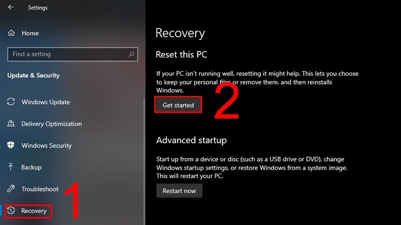 Bắt đầu quá trình khôi phục cài đặt gốc laptop Asus trên Windows 10