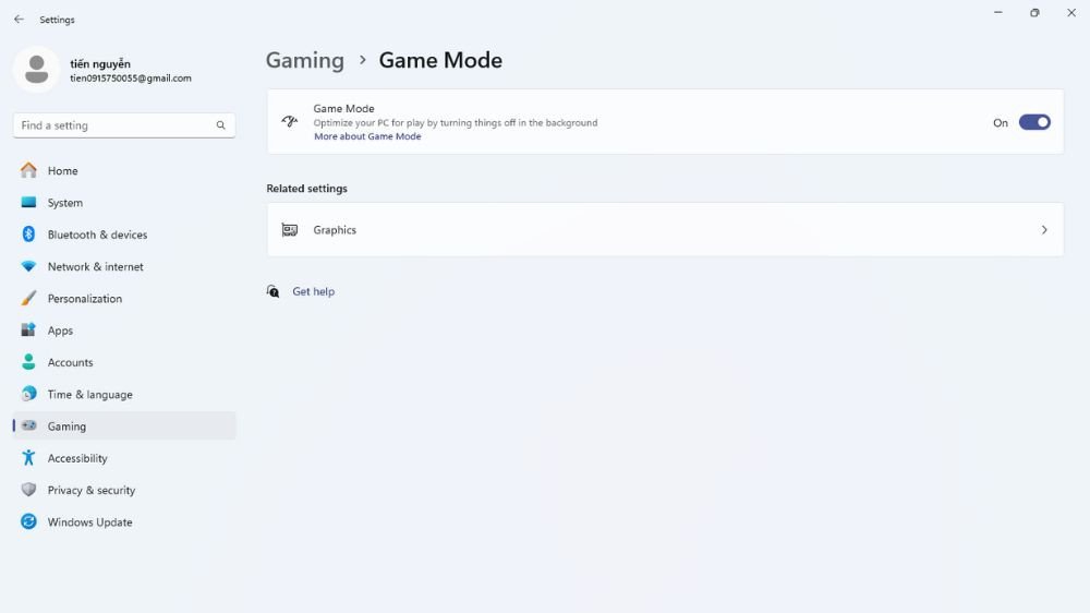 Bật Game Mode để tăng FPS Valorant trên laptop