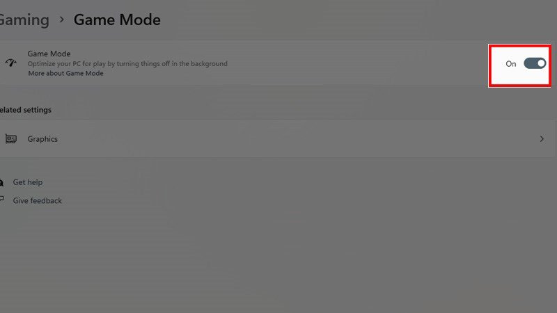 Bật Game Mode để tối ưu hiệu suất chơi game