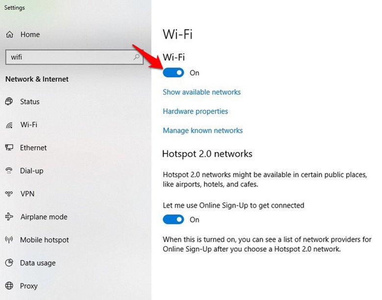 Bật tính năng WiFi trên laptop