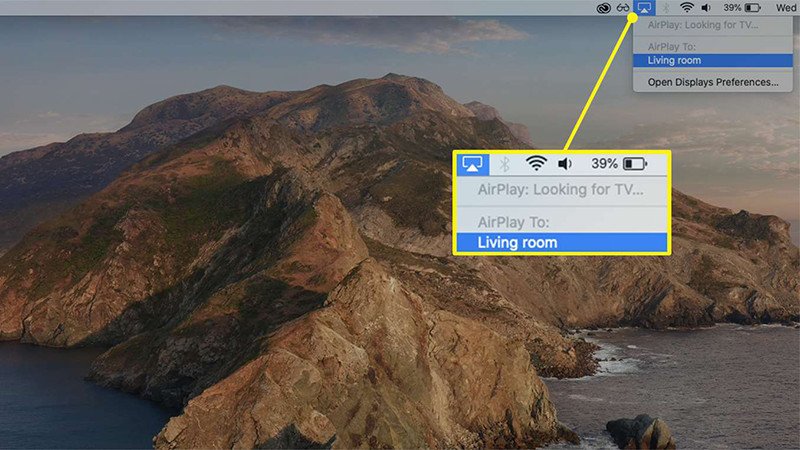 Biểu tượng AirPlay để kết nối không dây trên Mac