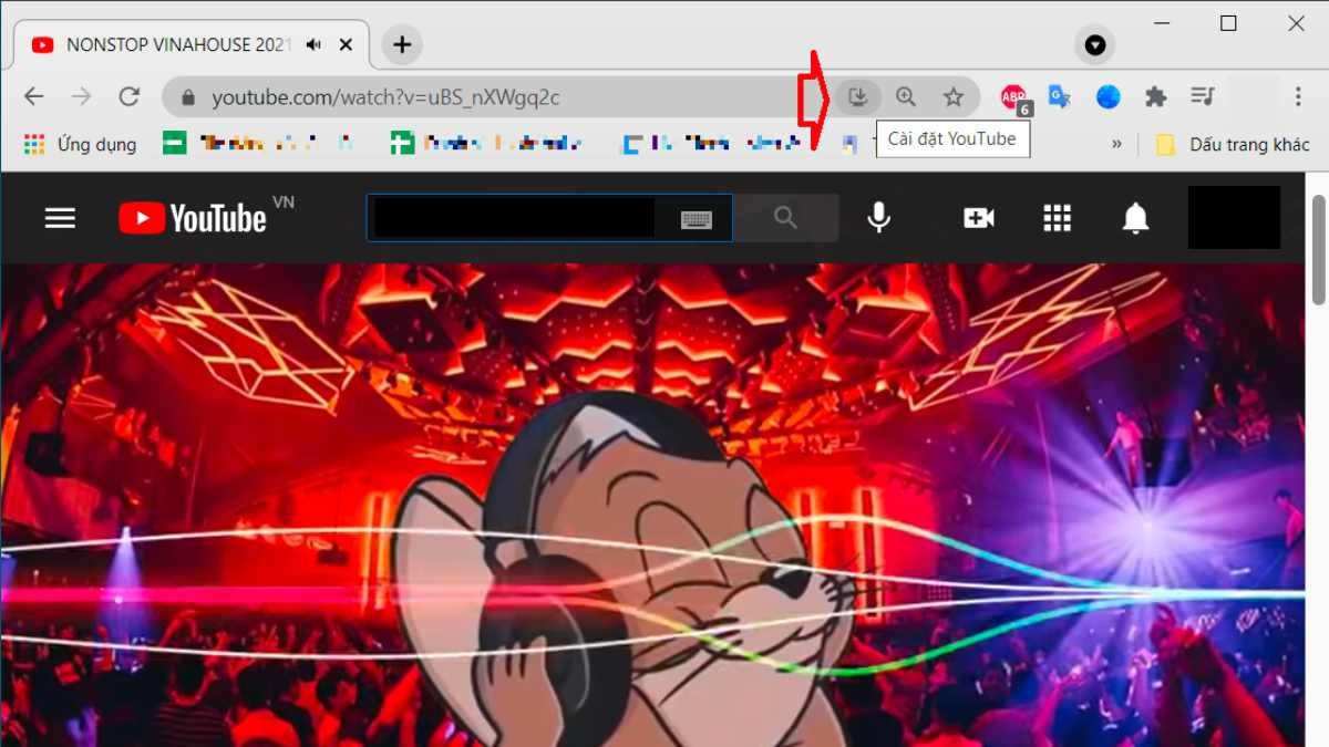Biểu tượng cài đặt ứng dụng YouTube về laptop miễn phí từ trình duyệt Chrome