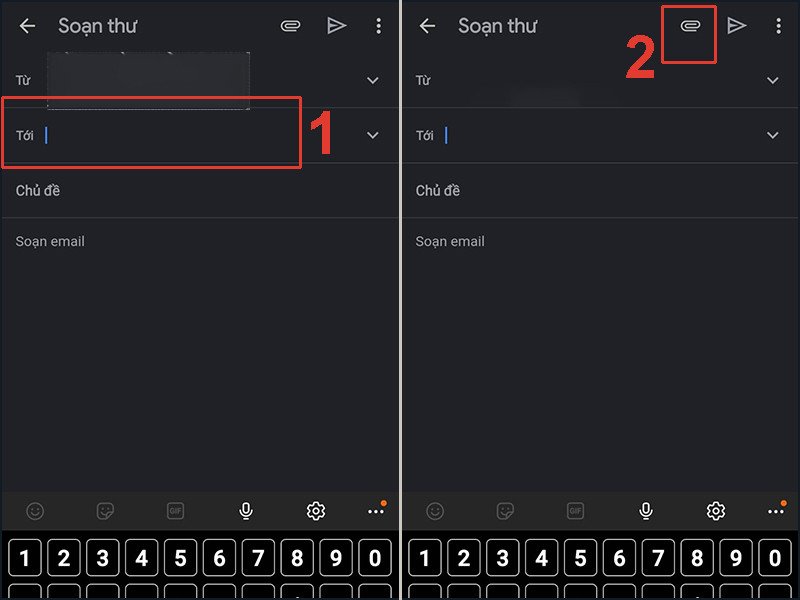 Biểu tượng đính kèm file trong Gmail để chọn video từ điện thoại