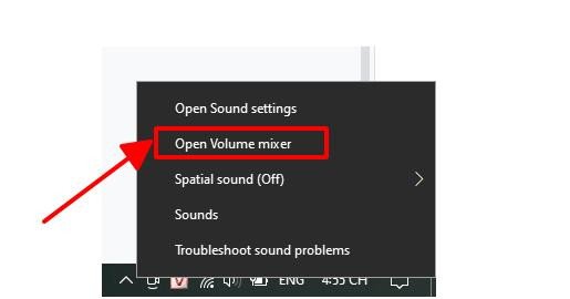 Biểu tượng loa trên thanh Taskbar để truy cập cài đặt âm thanh
