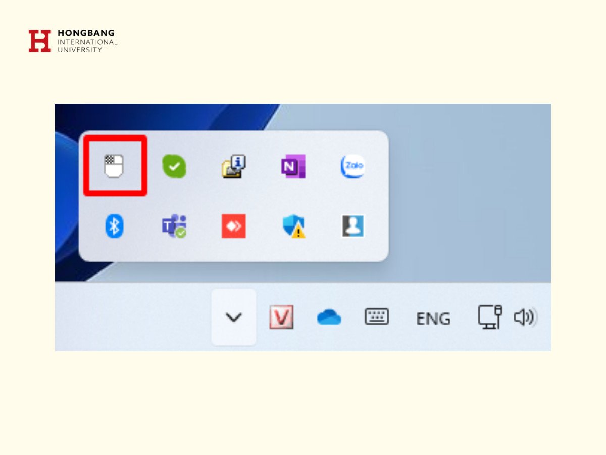 Biểu tượng Mouse Keys trên thanh tác vụ của Windows sau khi kích hoạt