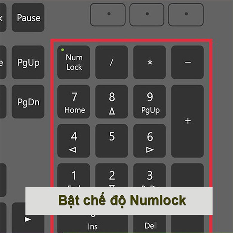 Biểu tượng NumLock trên bàn phím laptop cho thấy chức năng gõ số đang bị tắt