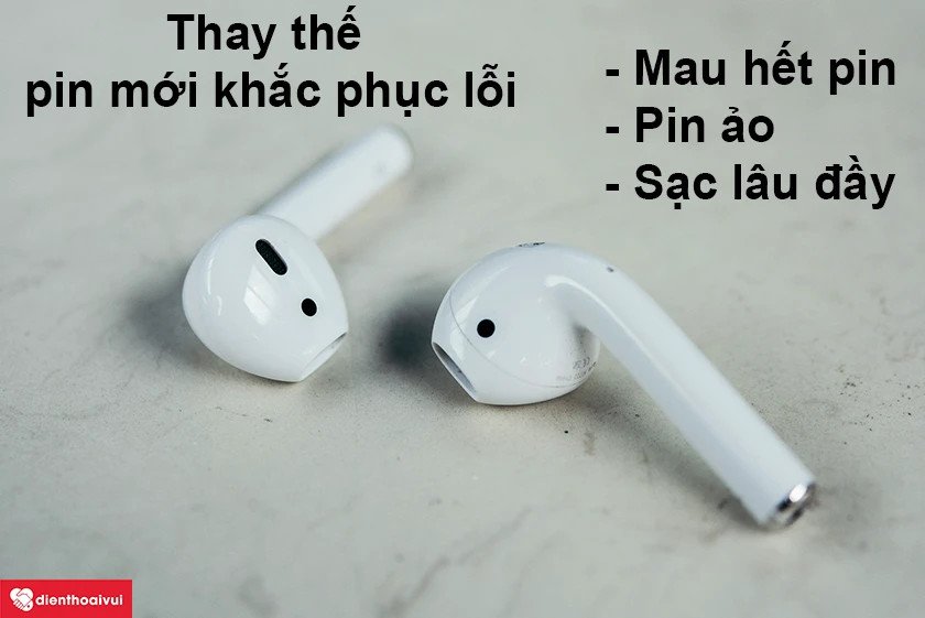 Biểu tượng pin yếu trên màn hình điện thoại kết nối với tai nghe AirPods.