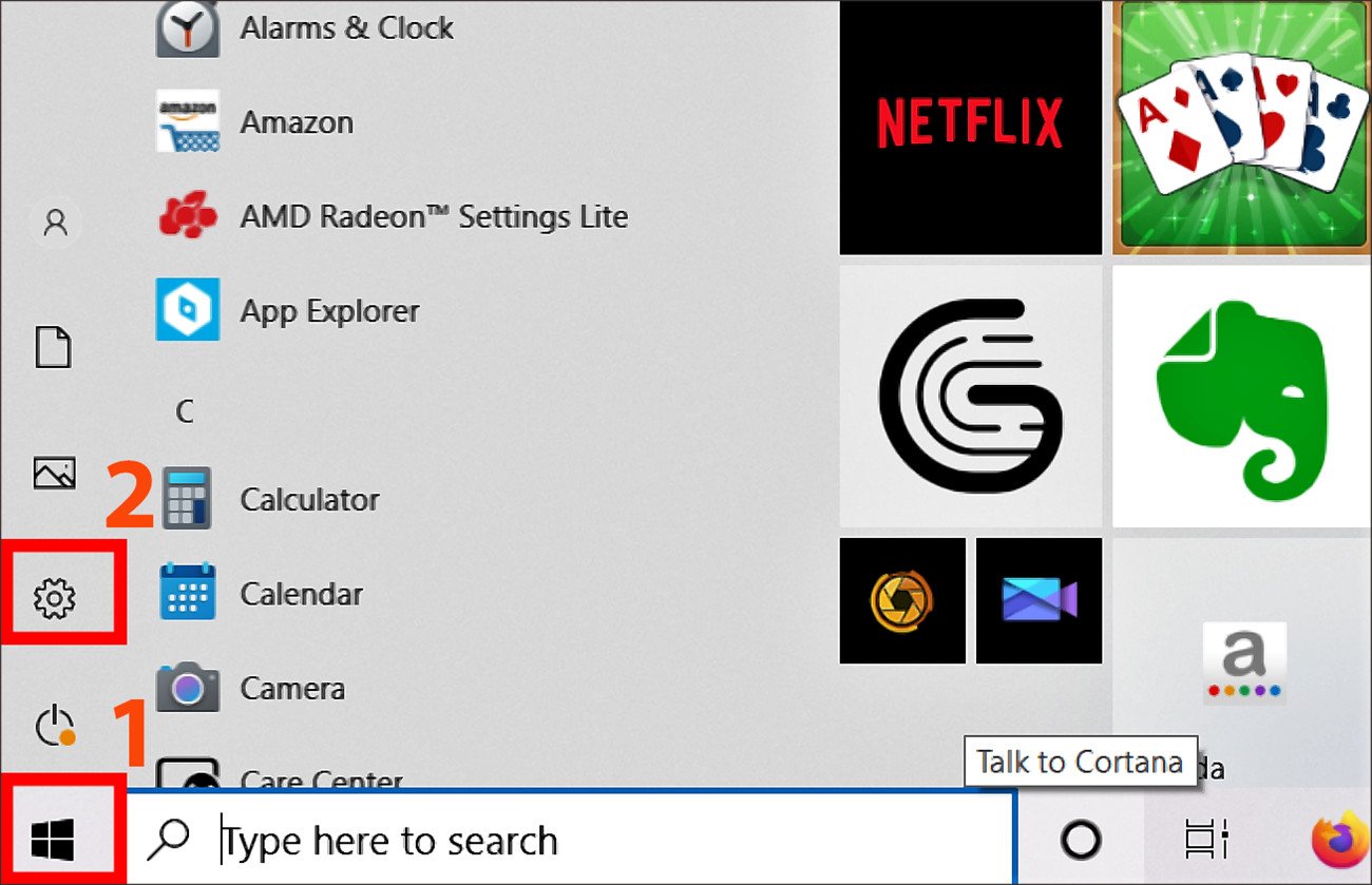 Biểu tượng Settings trên Windows để truy cập cài đặt bàn phím ảo