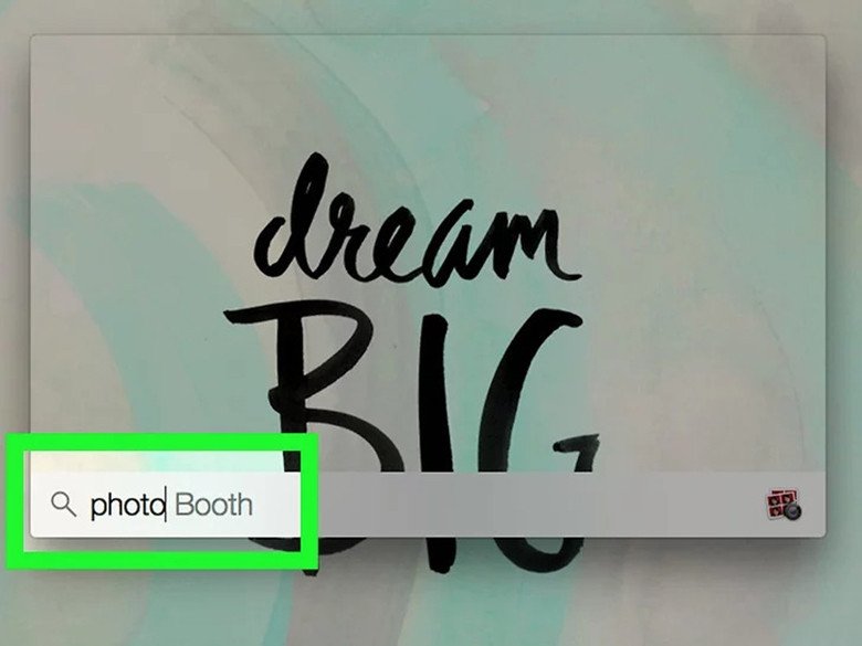 Biểu tượng Spotlight trên Macbook để tìm ứng dụng Photobooth