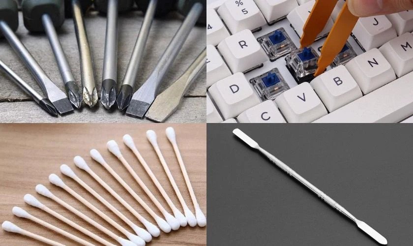 Bộ dụng cụ cần thiết để tháo lắp và thay bàn phím laptop một cách an toàn