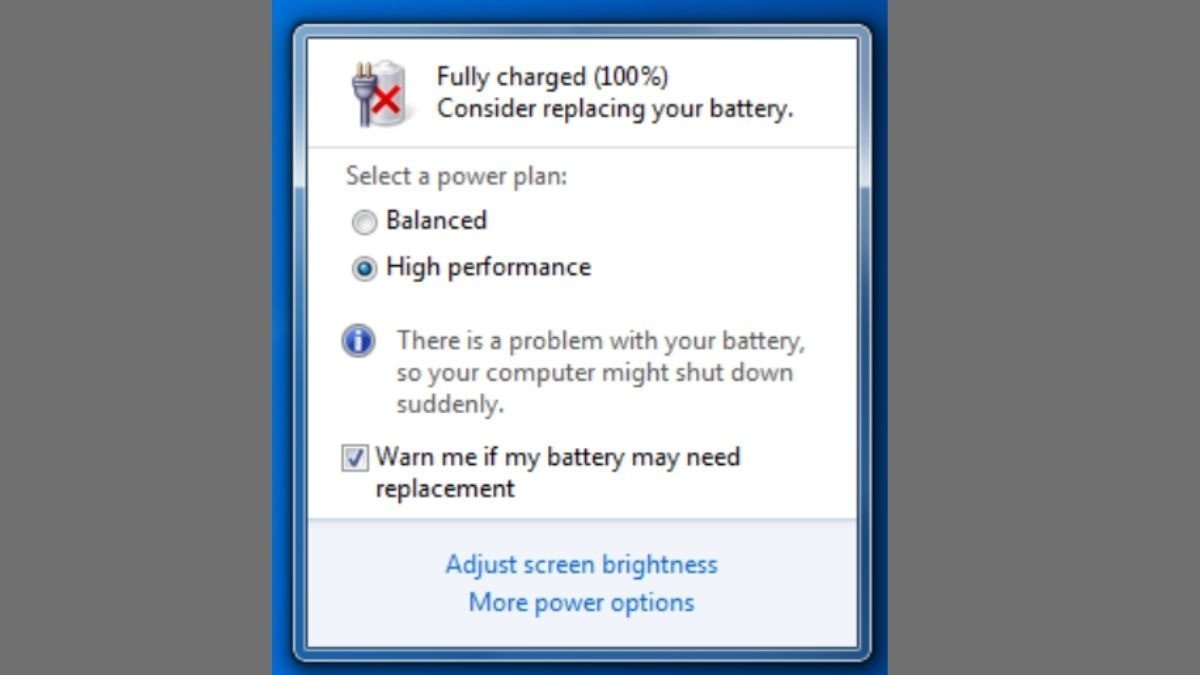 Bỏ tích cảnh báo pin laptop