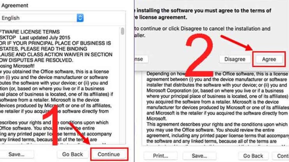 Bước 12 và 13 - Tiếp tục cài đặt Word cho laptop Mac