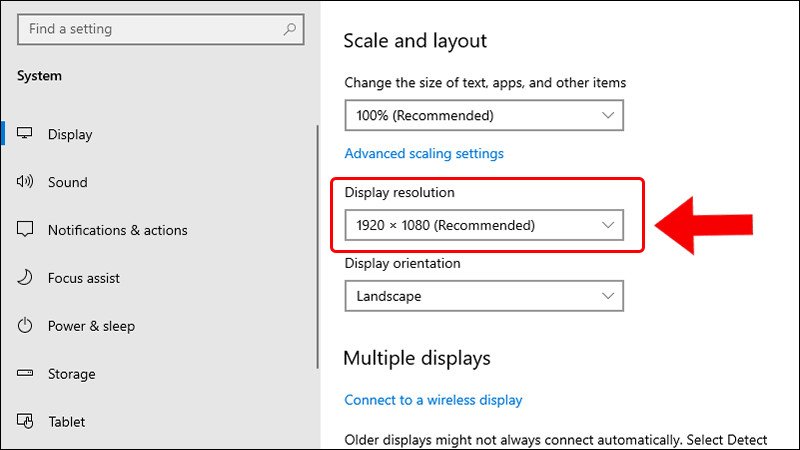 Bước 2: Tiếp theo, bạn chọn vào ô Display resolution.