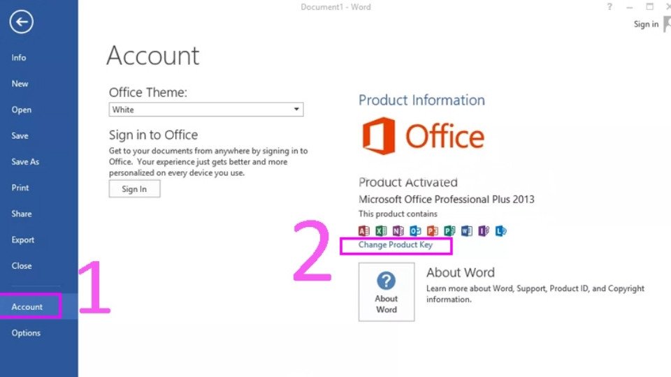 Bước 3 - kích hoạt bản quyền Word cho laptop