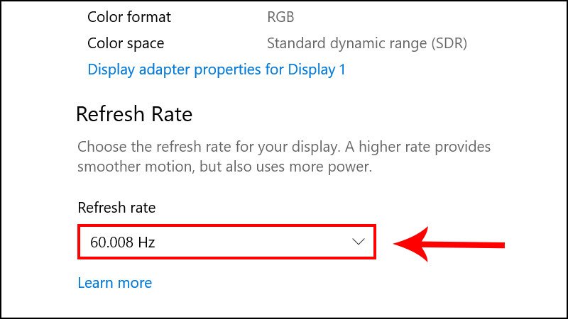 Bước 4: Điều chỉnh số liệu Refresh Rate về dạng tiêu chuẩn.