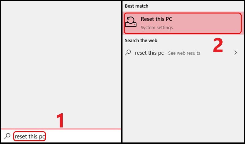 Bước vào phần cài đặt khôi phục cài đặt gốc cho laptop