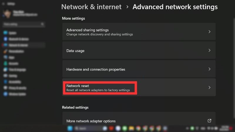 Các bước thực hiện Network Reset trong Windows 11