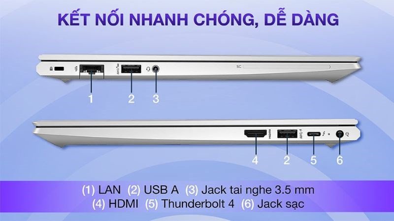 Các cổng kết nối đa dạng trên HP EliteBook 630 G9 i7, tiện ích cho **laptop mỏng nhẹ pin trâu** dùng trong môi trường doanh nghiệp.