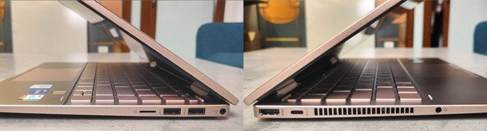 Các cổng kết nối đa dạng trên thân máy laptop HP Pavilion X360 14-ek1049TU 80R27PA