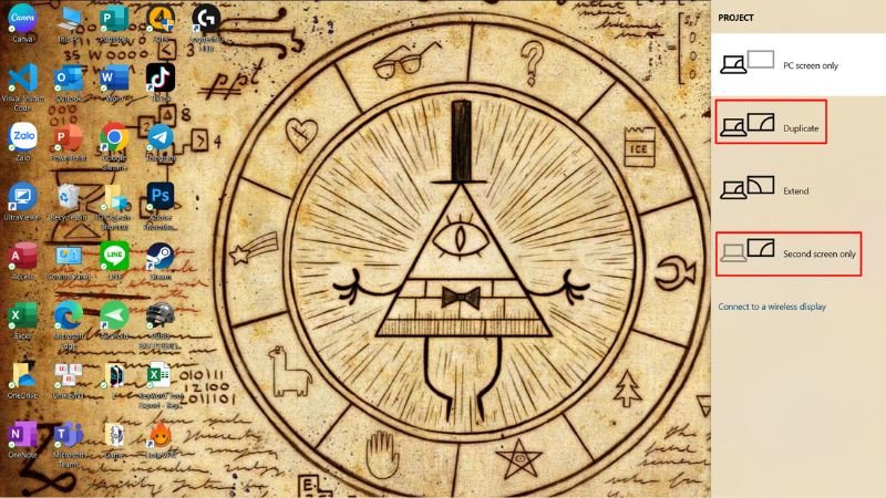 Các lựa chọn xuất hình từ laptop ra màn hình trên Windows