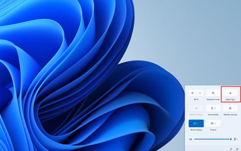 Cách bật chế độ bảo vệ mắt trên laptop Windows 11 từ thanh công cụ nhanh