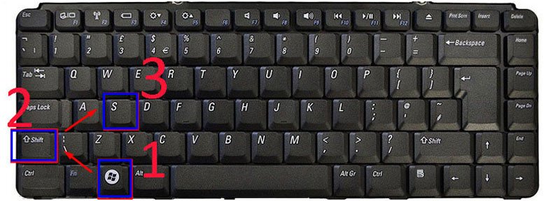 Cách chụp màn hình laptop Dell với khoảng cách bất kỳ bằng nút Shift + biểu tượng của sổ + S