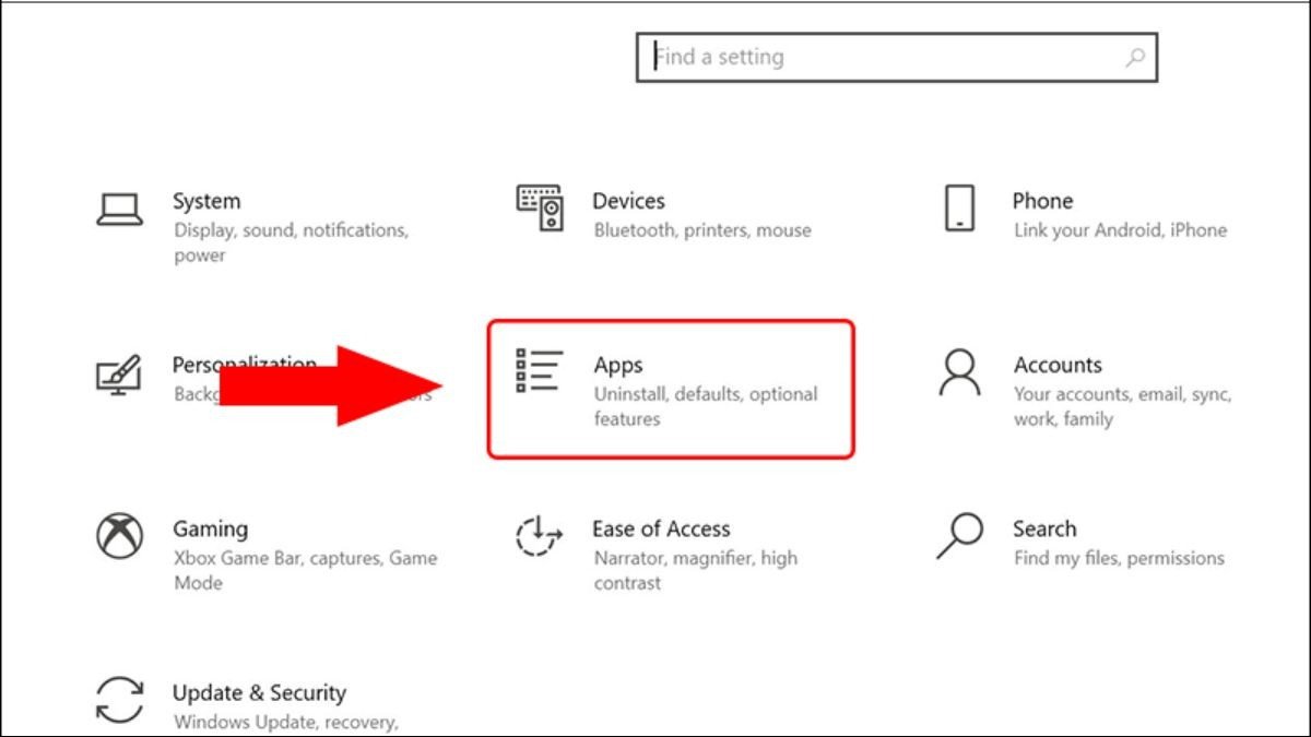 Cách tắt ứng dụng tự động mở trên laptop bằng Settings: Chọn mục Apps và Startup