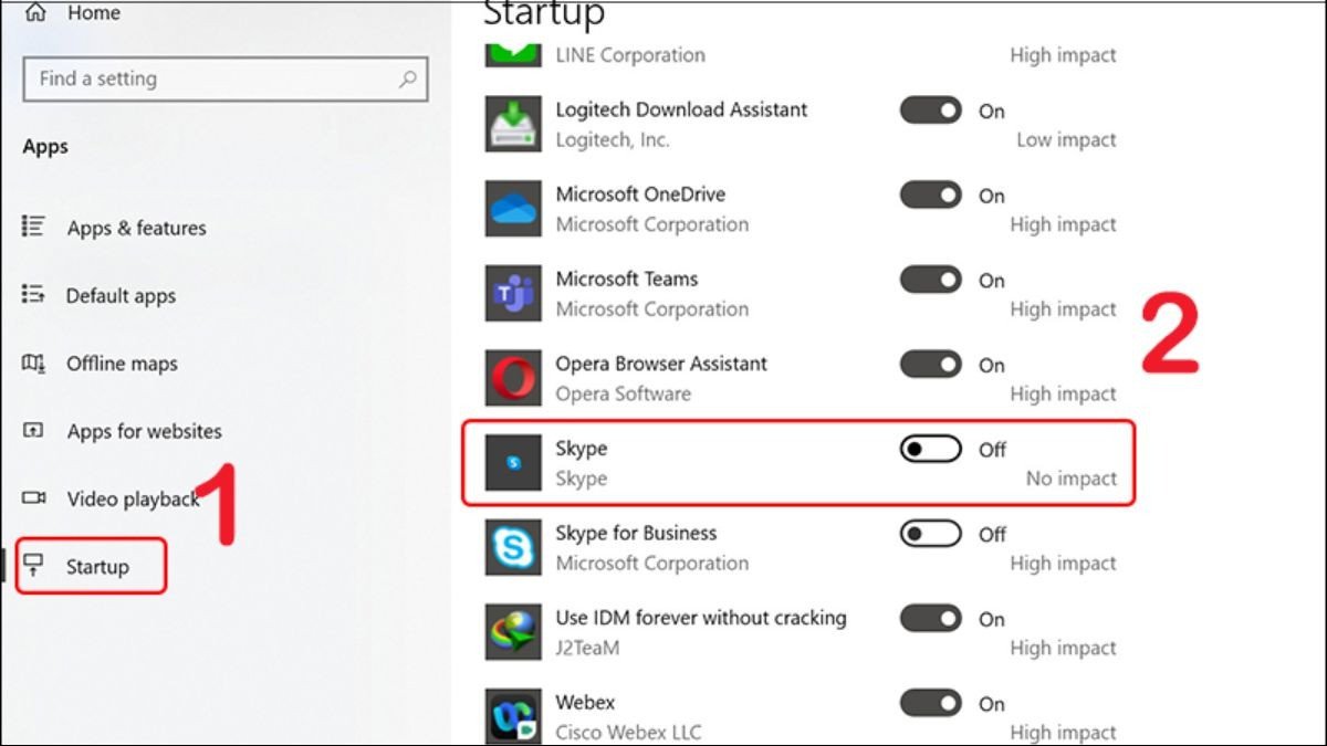 Cách tắt ứng dụng tự động mở trên laptop bằng Settings: Tắt ứng dụng không mong muốn