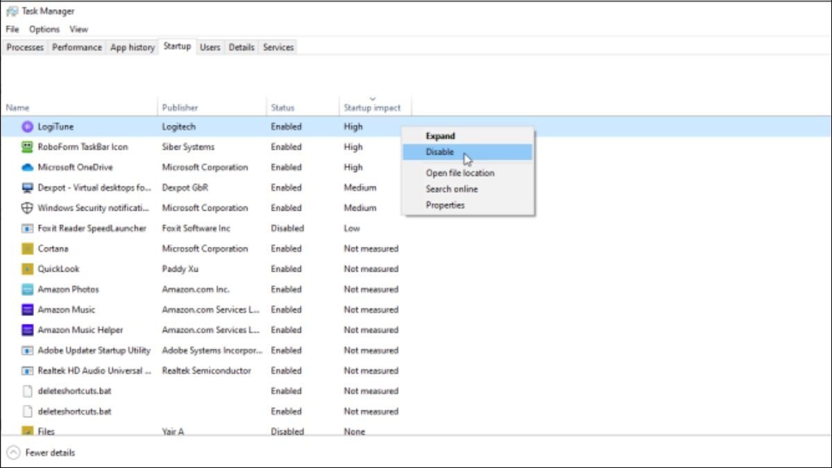 Cách tắt ứng dụng tự động mở trên laptop bằng Task Manager: Vô hiệu hóa ứng dụng