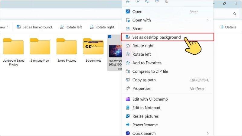 Cách thay đổi hình nền laptop Windows 11 trực tiếp từ ảnh tải về